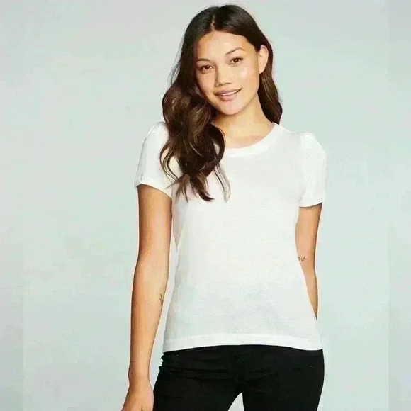 CHASER Bella Jersey Puff Sleeve Easy Tee ~ S ~ NWT! - Picture 1 of 8